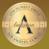 Elegante Mit Monogramm Imitate Gold Schwarze Rücks Runder Aufkleber