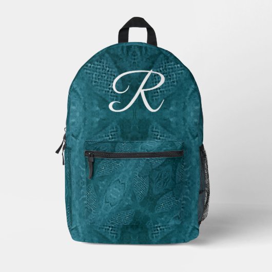 Elegante Mit Monogramm Imitate-Linen Green Bedruckter Rucksack (Vorderseite)