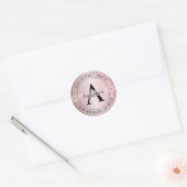 Elegante Mit Monogramm Imitate Rose Gold & Black A Runder Aufkleber (Umschlag)