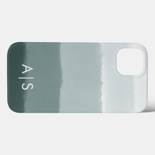Elegante Mit Monogramm Initials Limed Spruce Ombre Case-Mate iPhone Hülle (Rückseite (Horizontal))