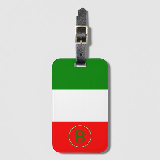 Elegante Mit Monogramm italienische Flagge Gepäckanhänger (Vorderseite Vertikal)