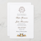 Elegante Mit Monogramm italienische Hochzeit Einla Einladung (Vorne/Hinten)