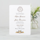 Elegante Mit Monogramm italienische Hochzeit Einla Einladung (Stehend Vorderseite)