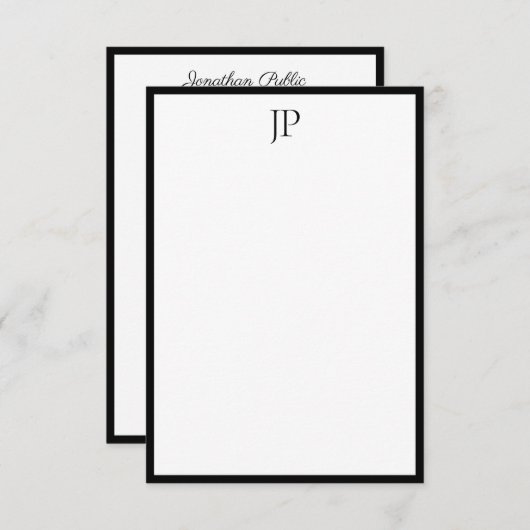 Elegante Mit Monogramm Kalligraphieskriptvorlage Mitteilungskarte (Vorne/Hinten)