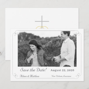 Elegante Mit Monogramm katholische Hochzeit Save The Date