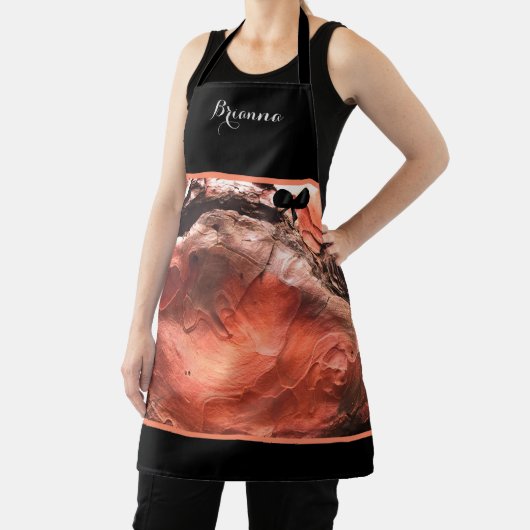 Elegante Mit Monogramm Korallenrot-marmorierte Sch Schürze (InSitu)