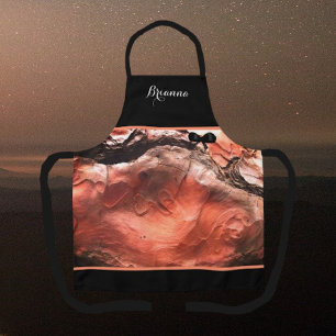 Elegante Mit Monogramm Korallenrot-marmorierte Sch Schürze