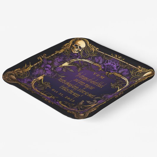 Elegante Mit Monogramm Liebe Zauber Gotische Hochz Pappteller (Gewinkelt)