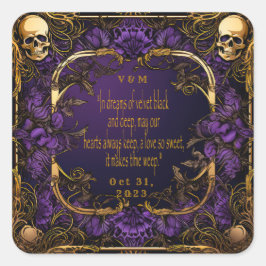 Elegante Mit Monogramm Liebe Zauber Gotische Hochz Quadratischer Aufkleber