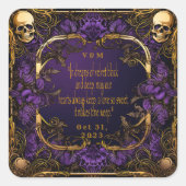 Elegante Mit Monogramm Liebe Zauber Gotische Hochz Quadratischer Aufkleber (Vorderseite)