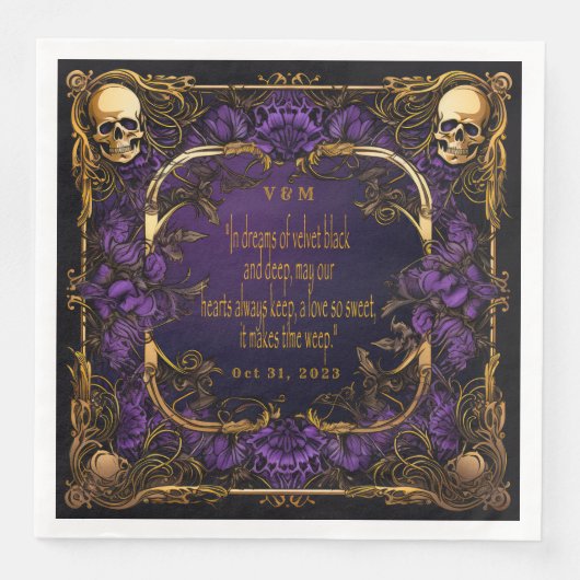 Elegante Mit Monogramm Liebe Zauber Gotische Hochz Serviette (Vorderseite)