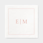 Elegante Mit Monogramm Minimal Wedding Rose Gold Servietten Mit Folie (Vorderseite)