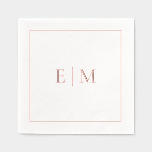 Elegante Mit Monogramm Minimal Wedding Rose Gold Servietten Mit Folie (Vorderseite)