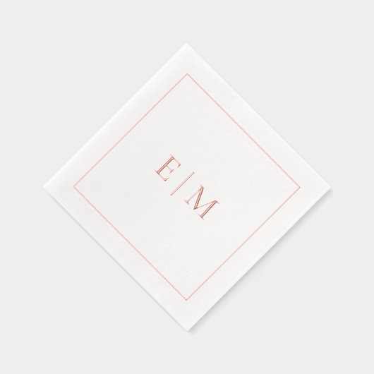 Elegante Mit Monogramm Minimal Wedding Rose Gold Servietten Mit Folie (Rechts)