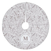 Elegante mit Monogramm Mistelbraun Fleece Weihnachtsbaumdecke (Vorderseite)