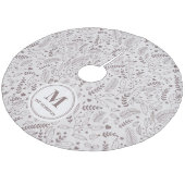 Elegante mit Monogramm Mistelbraun Fleece Weihnachtsbaumdecke (Schrägansicht)