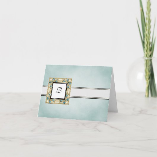 Elegante Mit Monogramm Mitteilungskarten (Vorderseite)