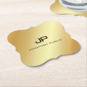 Elegante Mit Monogramm, moderne Imitate - Goldvorl Untersetzer (angewinkelt)