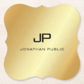 Elegante Mit Monogramm, moderne Imitate - Goldvorl Untersetzer (Vorderseite)