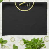 Elegante Mit Monogramm Namensvorlage schwarz und g Geschirrtuch (Gefaltet)