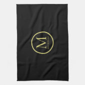 Elegante Mit Monogramm Namensvorlage schwarz und g Geschirrtuch (Vertikal)