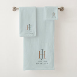Elegante Mit Monogramm Pastel Aqua Badhandtuch Set