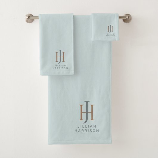 Elegante Mit Monogramm Pastel Aqua Badhandtuch Set (Insitu)