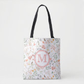 Elegante Mit Monogramm Pastel Floral Tasche (Vorderseite)