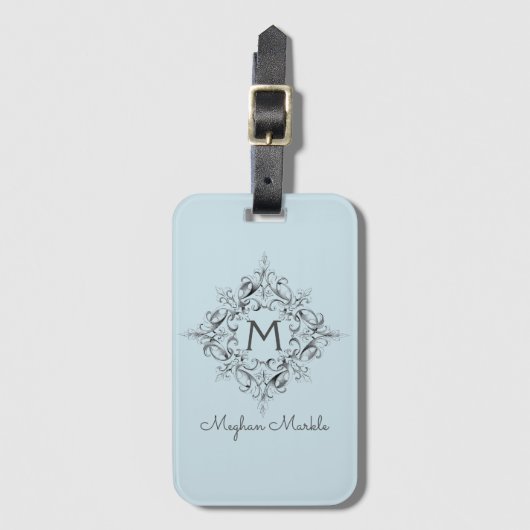Elegante Mit Monogramm Pastellfarben Gepäckanhänger (Vorderseite Vertikal)