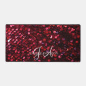 Elegante Mit Monogramm Red Sequins Desk Mat Schreibtischunterlage (Vorderseite)