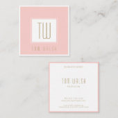 Elegante Mit Monogramm rosa Goldkarte Quadratische Visitenkarte (Vorne/Hinten)