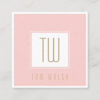 Elegante Mit Monogramm rosa Goldkarte Quadratische Visitenkarte