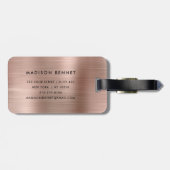 Elegante Mit Monogramm Rose Gold gegossen Metallic Gepäckanhänger (Rückseite horizontal)