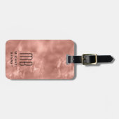 Elegante Mit Monogramm Rose Gold Gepäckanhänger (Vorderseite horizontal)