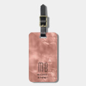 Elegante Mit Monogramm Rose Gold Gepäckanhänger (Vorderseite vertikal)