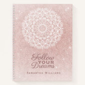 Elegante Mit Monogramm Rose Gold Glitzer Girly Notizblock (Vorderseite)