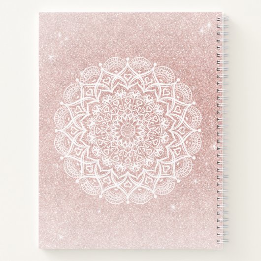 Elegante Mit Monogramm Rose Gold Glitzer Girly Notizblock (Rückseite)