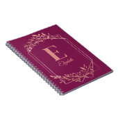 Elegante mit Monogramm Rose Goldrahmen Blätter ros Notizblock (Rechte Seite)