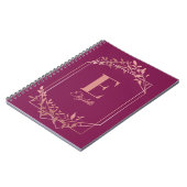 Elegante mit Monogramm Rose Goldrahmen Blätter ros Notizblock (Linke Seite)