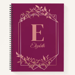 Elegante mit Monogramm Rose Goldrahmen Blätter ros Notizblock