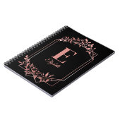 Elegante mit Monogramm Rose Goldrahmen Blätter sch Notizblock (Linke Seite)