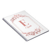 Elegante mit Monogramm Rose Goldrahmen Blätter wei Notizblock (Rechte Seite)
