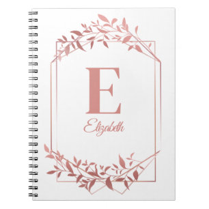 Elegante mit Monogramm Rose Goldrahmen Blätter wei Notizblock