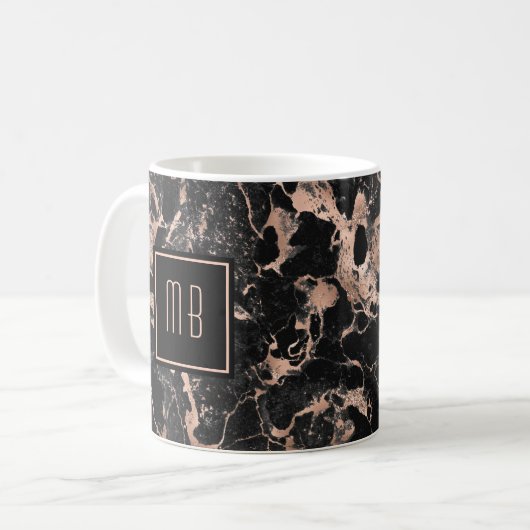 Elegante Mit Monogramm Rose Kaffeetasse (Vorderseite Links)
