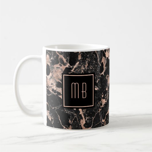 Elegante Mit Monogramm Rose Kaffeetasse (Links)