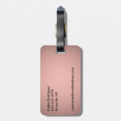 Elegante Mit Monogramm Rose Rosa und Schwarz Zickz Gepäckanhänger (Rückseite vertikal)