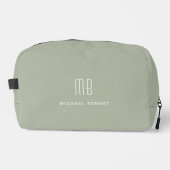 Elegante Mit Monogramm Sage Green Waschbeutel (Vorderseite)