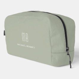 Elegante Mit Monogramm Sage Green Waschbeutel