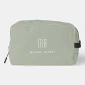 Elegante Mit Monogramm Sage Green Waschbeutel (Rückseite)
