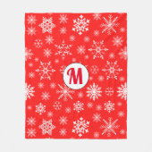 Elegante mit Monogramm Schneeflocken in Rot Fleecedecke (Vorderseite)